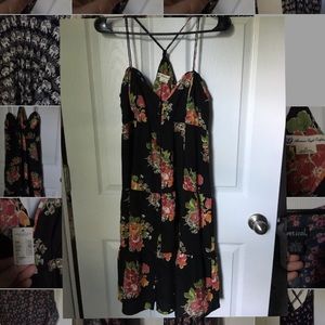 NWT AEO Black Floral Button-Down Sundress